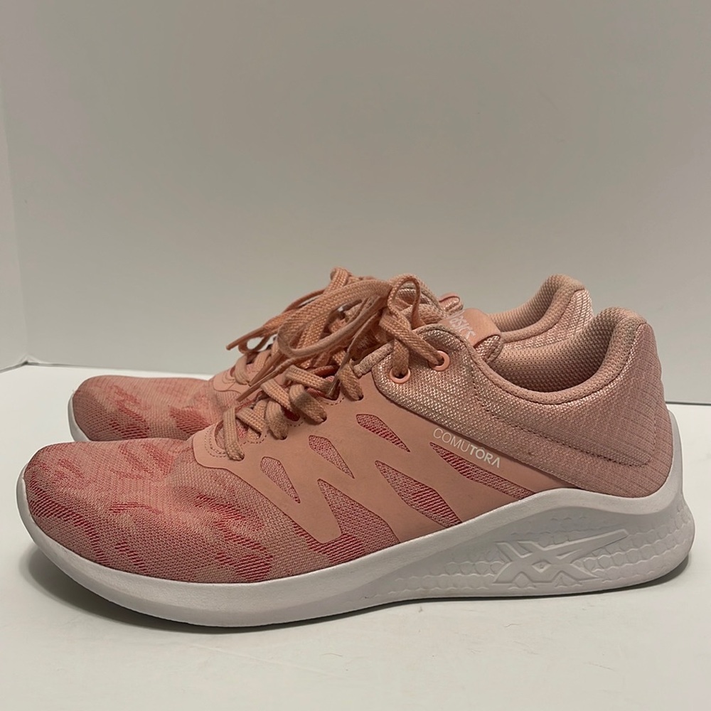 ASICS Comutora Women’s Size 8 Pink Camo Print Lace Up Running Shoe Sneakers